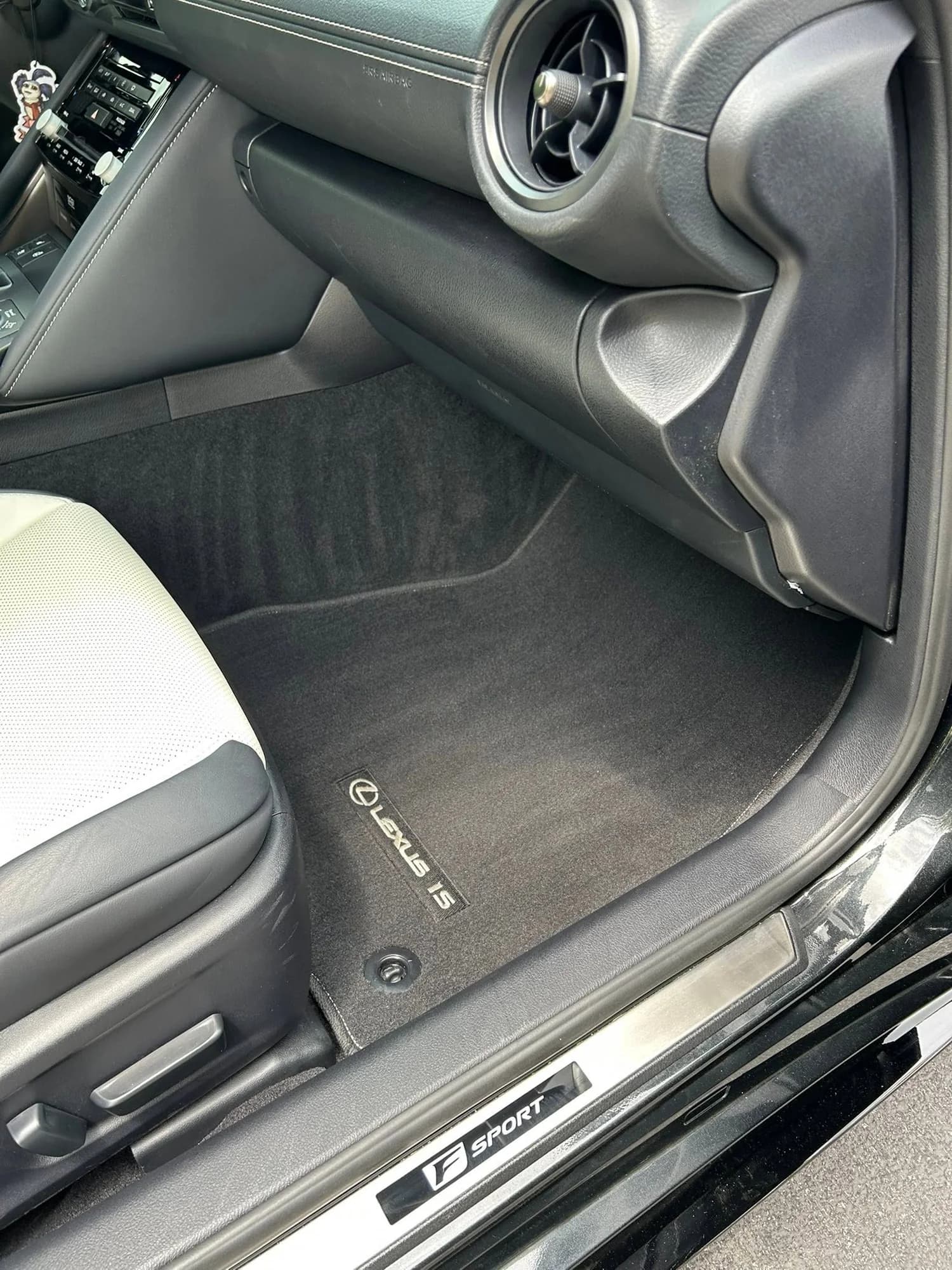 Lexus front passenger floor mat and doorway
